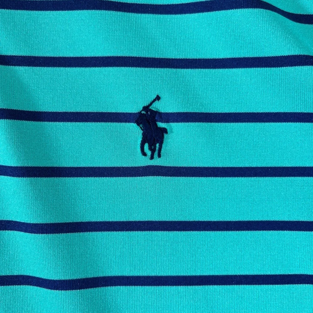 Polo Ralph Lauren performance golf dress shirt Men L Striped Green outdoor sport